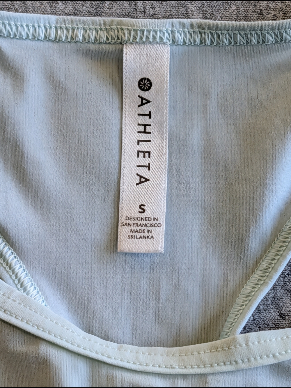Athleta Ultimate Train Tank Top Light Blue Size Small Mesh Trim Racerback - Picture 4 of 7